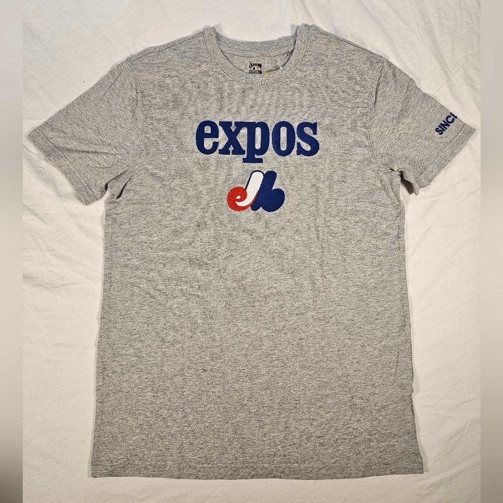 Size Small Cooperstown Expos Baseball Graphic Tee Embroidered Logo in Gray, NWT